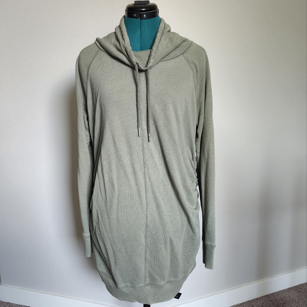 Maternity Cowl Neck Runched Sides Olive Sweatshirt Large